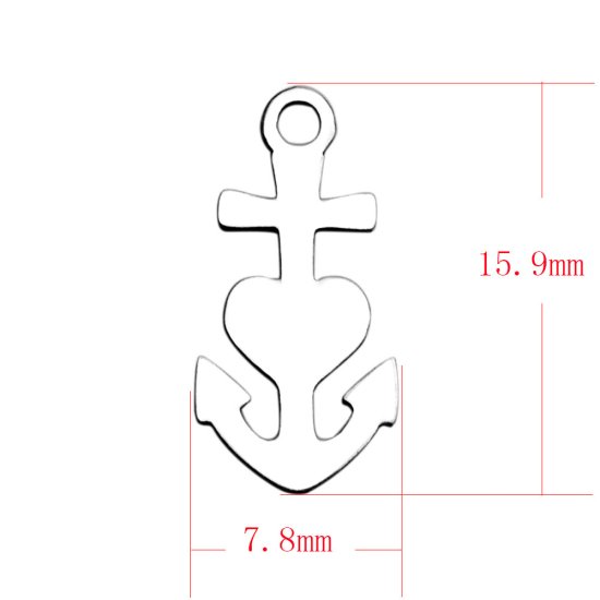 (image for) Small Stainless Steel Charm 07.8*15.9mm - Anchor your Heart - Click Image to Close