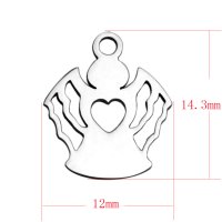 (image for) Small Stainless Steel Charm 12*14.3mm - Angel & Heart