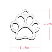 (image for) Small Stainless Steel Charm 11.8*12.9mm - Open Paw Print