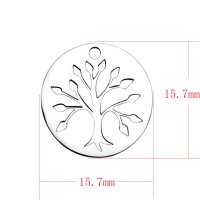 (image for) Small Stainless Steel Charm 15.7*15.7mm - Tree of Life
