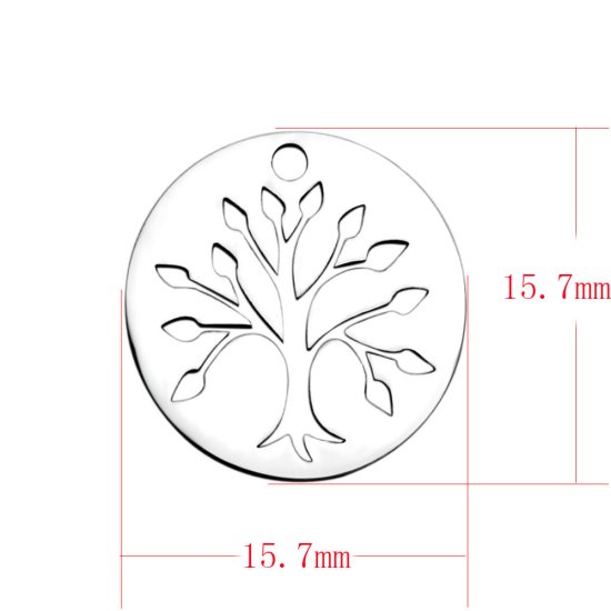 (image for) Small Stainless Steel Charm 15.7*15.7mm - Tree of Life - Click Image to Close