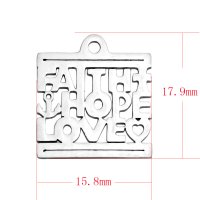 (image for) Small Stainless Steel Charm 15.8*17.9mm - Faith Hope Love