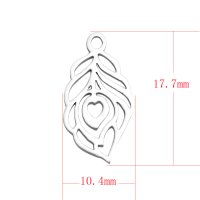 (image for) Small Stainless Steel Charm 10.4*17.7mm - Heart in Leaf