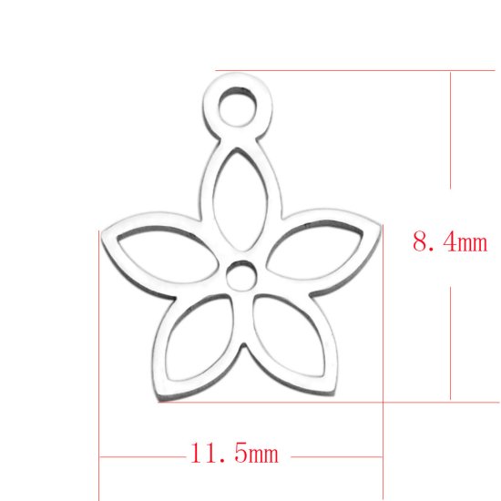 (image for) Small 8.4*11.5mm Stainless Steel Charm - Flower - Click Image to Close