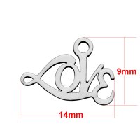 (image for) Small 14*9mm Stainless Steel Charm - Love Script