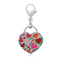 (image for) A&A Add A Charms Stainless - Multi Enamel Hearts w Lobster Clasp