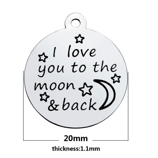 (image for) Medium 20*23.2mm Stainless Steel Charm - I Love You To The Moon - Click Image to Close