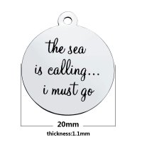 (image for) Medium 20*23.2mm Stainless Steel Charm - The Sea Is Calling...
