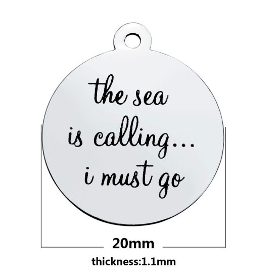 (image for) Medium 20*23.2mm Stainless Steel Charm - The Sea Is Calling... - Click Image to Close