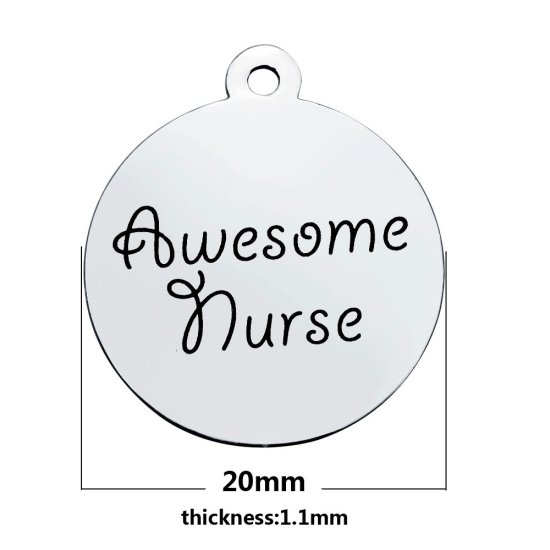 (image for) Medium 20*23.2mm Stainless Steel Charm - Awesome Nurse - Click Image to Close