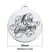 (image for) Medium 20*23.2mm Stainless Steel Charm - Merry Christmas