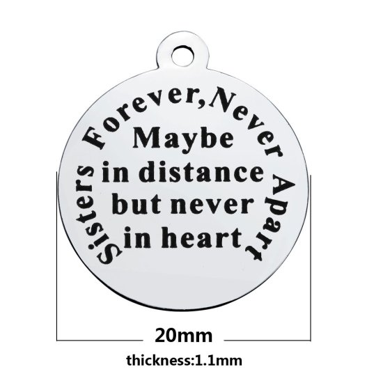 (image for) Medium 20*23.2mm Stainless Steel Charm - Sister Forever... - Click Image to Close
