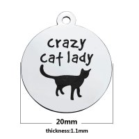 (image for) Medium 20*23.2mm Stainless Steel Charm - Crazy Cat Lady