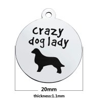 (image for) Medium 20*23.2mm Stainless Steel Charm - Crazy Dog Lady