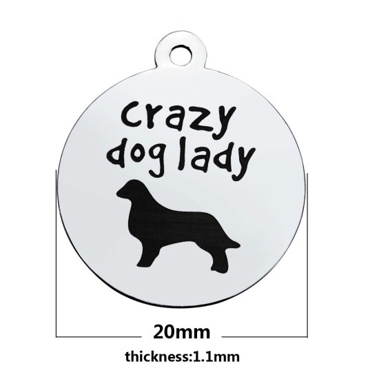 (image for) Medium 20*23.2mm Stainless Steel Charm - Crazy Dog Lady - Click Image to Close