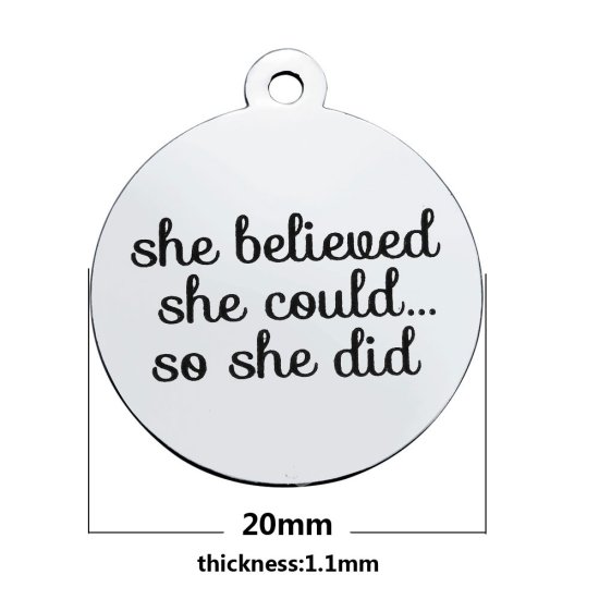 (image for) Medium 20*23.2mm Stainless Steel Charm - She Believed She Could - Click Image to Close