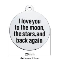 (image for) Medium 20*23.2mm Stainless Steel Charm - I Love You Moon Stars