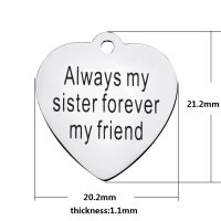 (image for) Medium 20.2*21.2mm Stainless Steel Charm - Always My Sister...