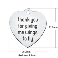 (image for) Medium 20.2*21.2mm Stainless Steel Charm - Thank You For Giving