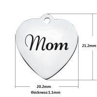 (image for) Medium 20.2*21.2mm Stainless Steel Charm - Mom