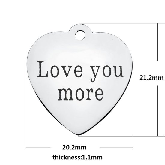 (image for) Medium 20.2*21.2mm Stainless Steel Charm - Love You More - Click Image to Close