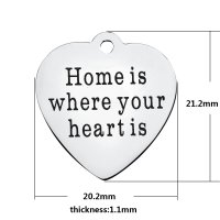 (image for) Medium 20.2*21.2mm Stainless Steel Charm - Home Is...