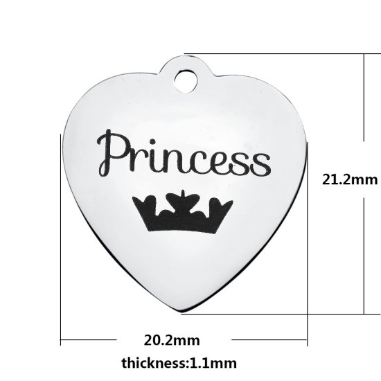(image for) Medium 20.2*21.2mm Stainless Steel Charm - Princess - Click Image to Close