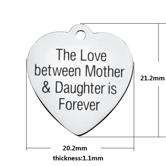 (image for) Medium 20.2*21.2mm Stainless Steel Charm - Love Between Mother.. - Click Image to Close