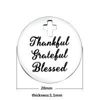 (image for) Medium 20mm Stainless Steel Charm - Thankful Grateful...