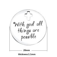 (image for) Medium 20mm Stainless Steel Charm - With God...