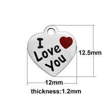 (image for) Small 12*12.5mm Stainless Steel Charm - I Love You