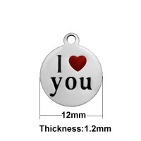 (image for) Small 12*14mm Stainless Steel Charm - I "Heart" You