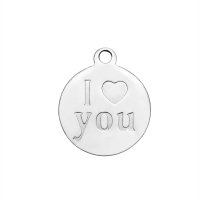 (image for) Small 12*14mm Stainless Steel Charm - I "Heart" You imprinted