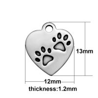 (image for) Small 12*13mm Stainless Steel Charm - Dog Paws