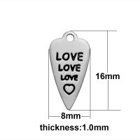 (image for) Small 8*16mm Stainless Steel Charm - Love Love Love