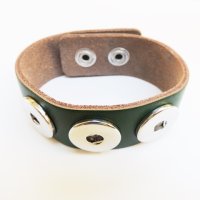 (image for) Snap Jewelry Bracelet Wide Leather Green Holiday