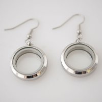 (image for) Earring Memory Locket Stainless Steel - 20mm Small Silver
