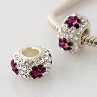 (image for) Austrian Crystal Charm 925 - 5 Row - Flower - Clear w/ Purple