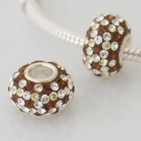 (image for) Austrian Crystal Charm 925 - 5 Row - Dark Amber Specks