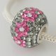 (image for) Charm 925 - 7 Row - Giant Crystals - Grey with Pink Flowers