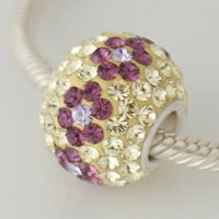 (image for) Charm 925 - 7 Row - Giant Crystals - Citrine with Purple Flower