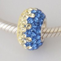 (image for) Austrian Crystal Charm 925 - 5 Row - Blue & Citrine