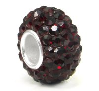 (image for) Silver Plated Core Crystal Charm Dark Red Garnet