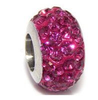 (image for) Silver Plated Core Crystal Charm Fuchsia Pink