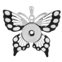 (image for) Snap Jewelry Butterfly Enamel Pendant Black & White