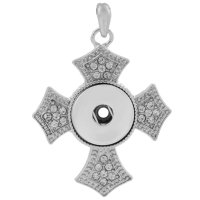 (image for) Snap Jewelry Pendant - Rhinestone Scalloped Cross