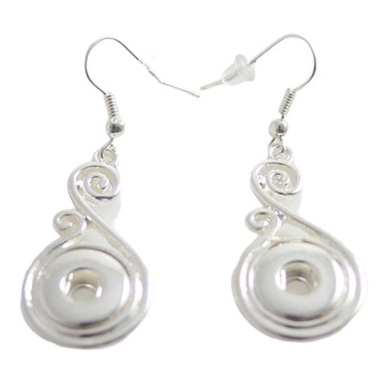 (image for) Mini Snap 12mm Silver Plated Swirl Earrings French Hook - Click Image to Close