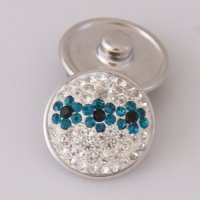 (image for) Snap Jewelry Crystal - Flower - White & Teal