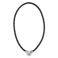 (image for) Snap Jewelry Magnetic Front Clasp Black Leather Necklace 18"