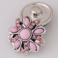 (image for) Snap Jewelry Stone - Flower & Rhinestone - Pink